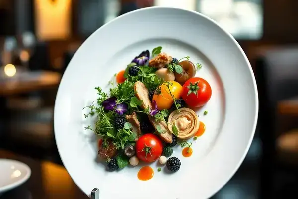 Fine dining restaurant plate featuring Bishop produce