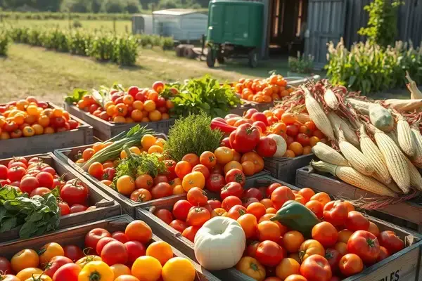 Summer abundance of colorful vegetables ready for harvest