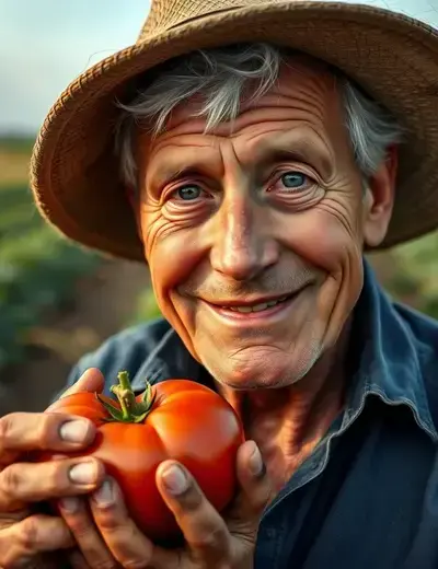 Robert Bishop, 68, third-generation farmer with weathered hands and kind eyes